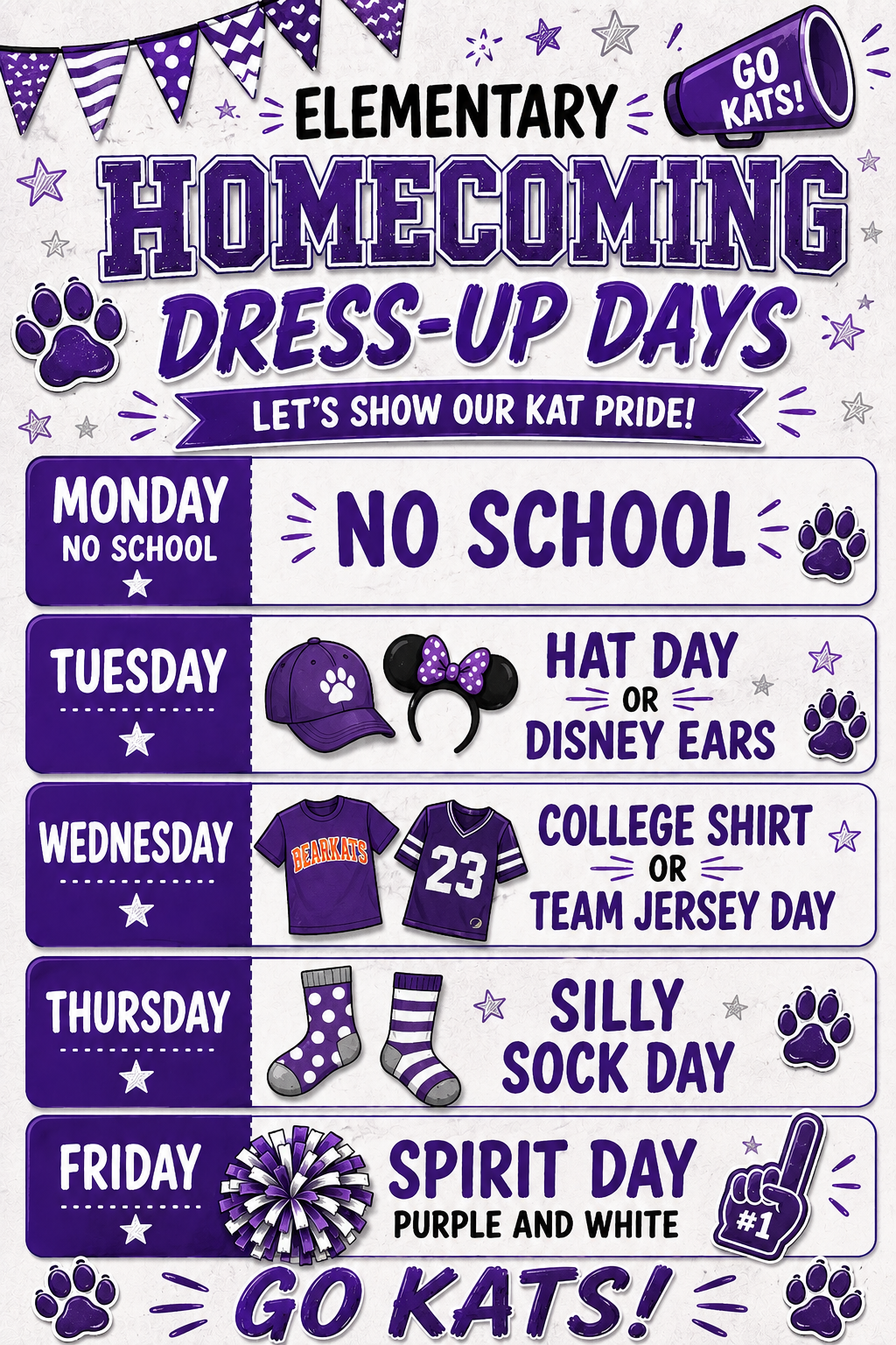 HOCO dress up days for Elementary