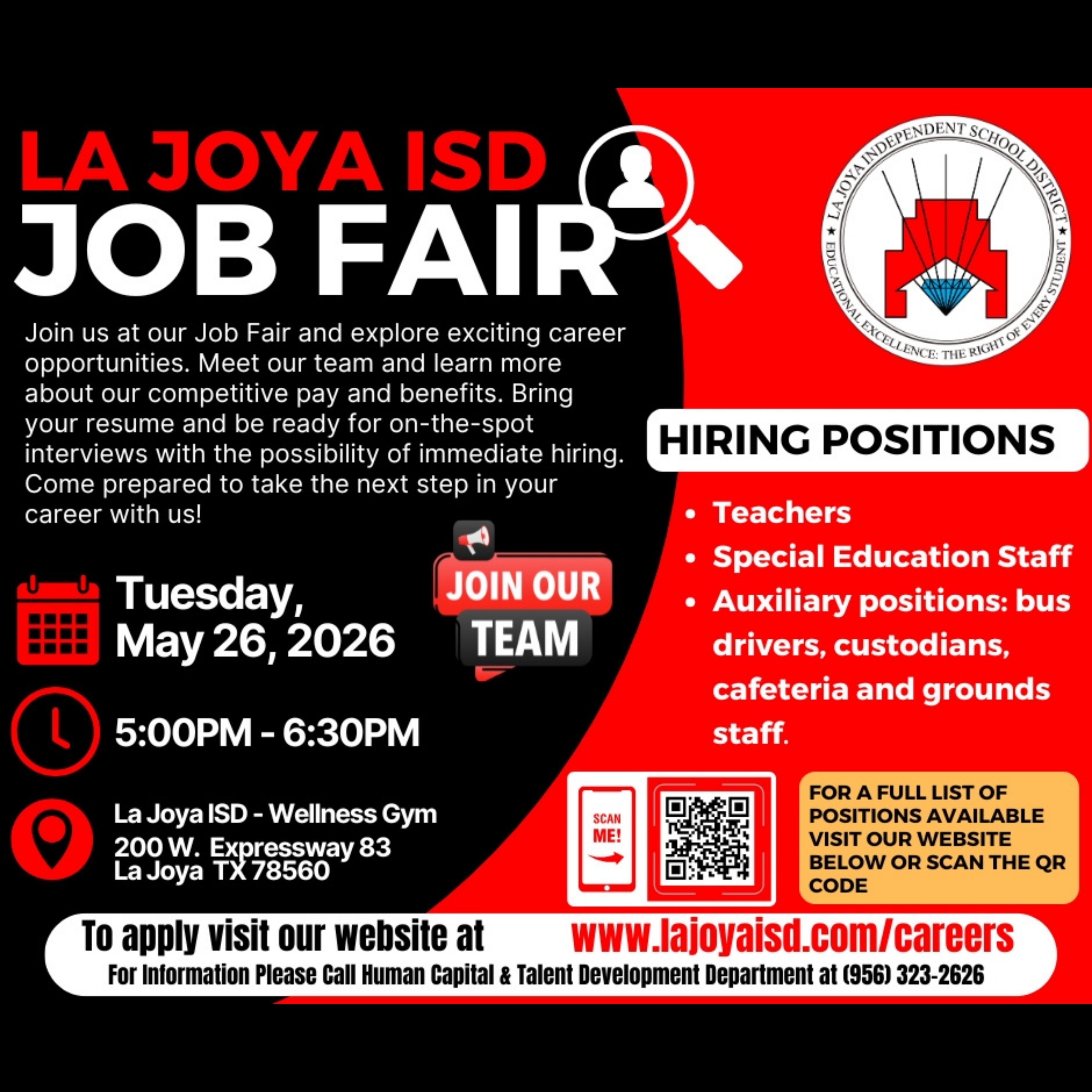 🚨✨ REMINDER: La Joya ISD’s Job Fair is happening THIS TUESDAY! ✨🚨