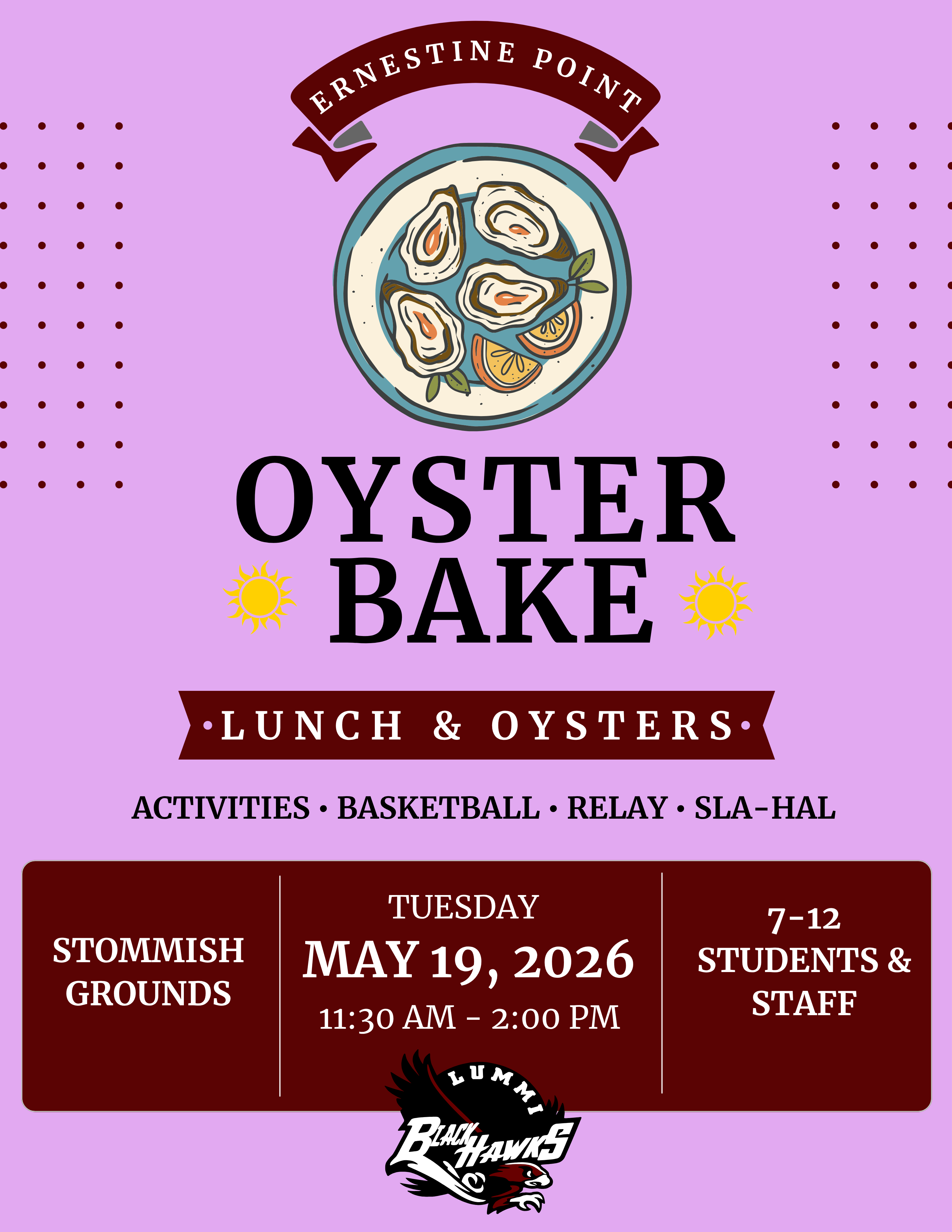 Ernestine Point Oyster Bake – May 19