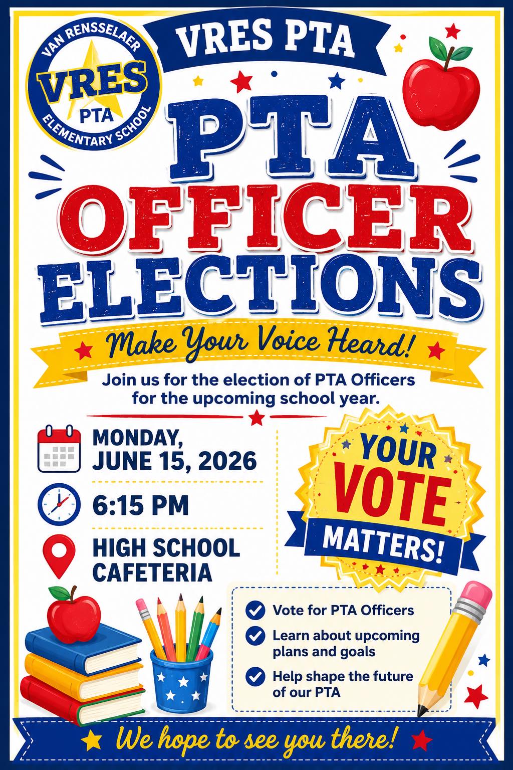 Van Rensselaer PTA: Executive Board Upcoming Elections