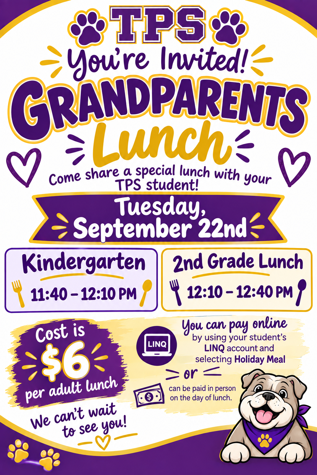 Kindergarten and 2nd Grade Grandparents Lunch