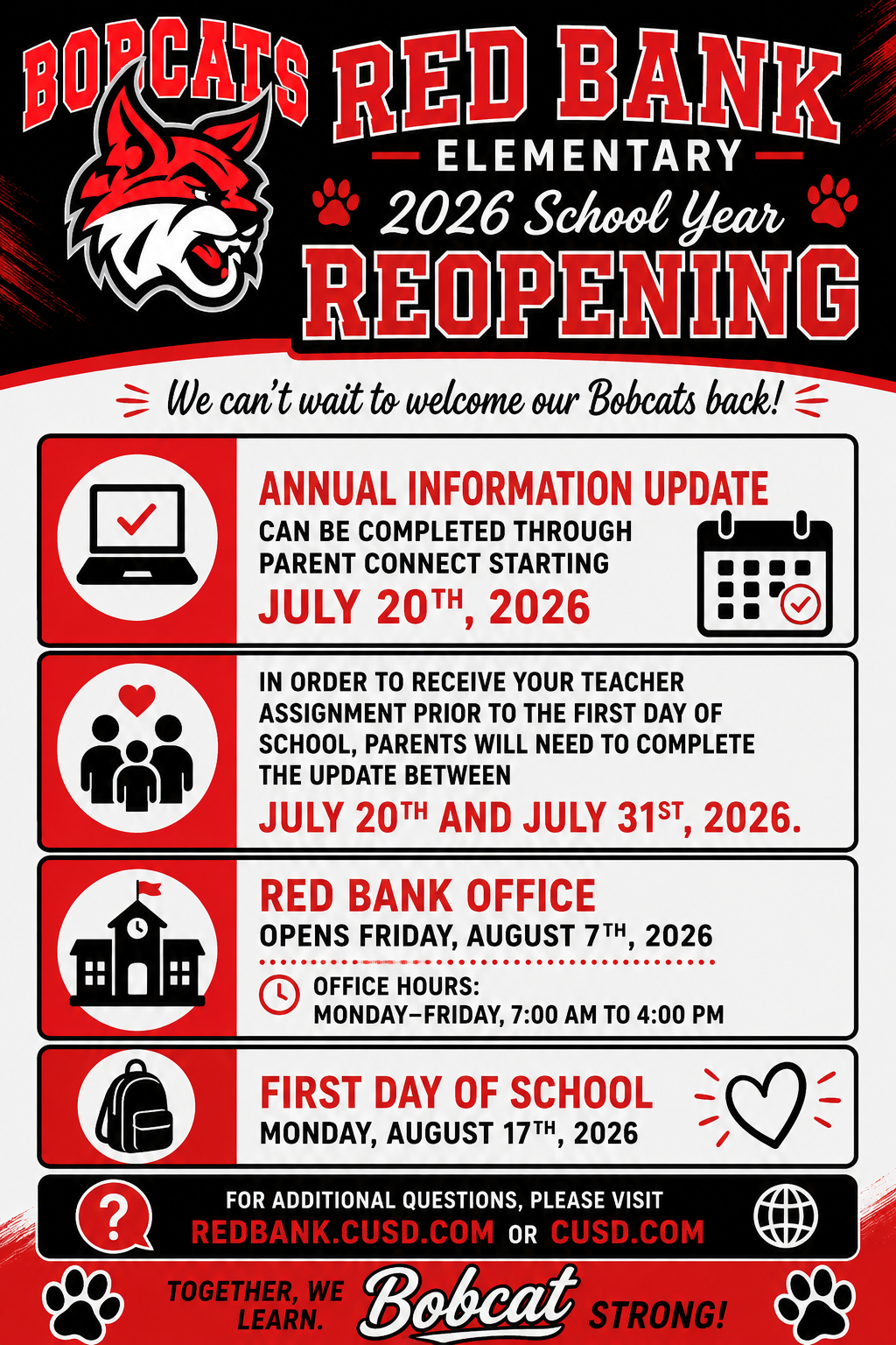 Important dates over the summer