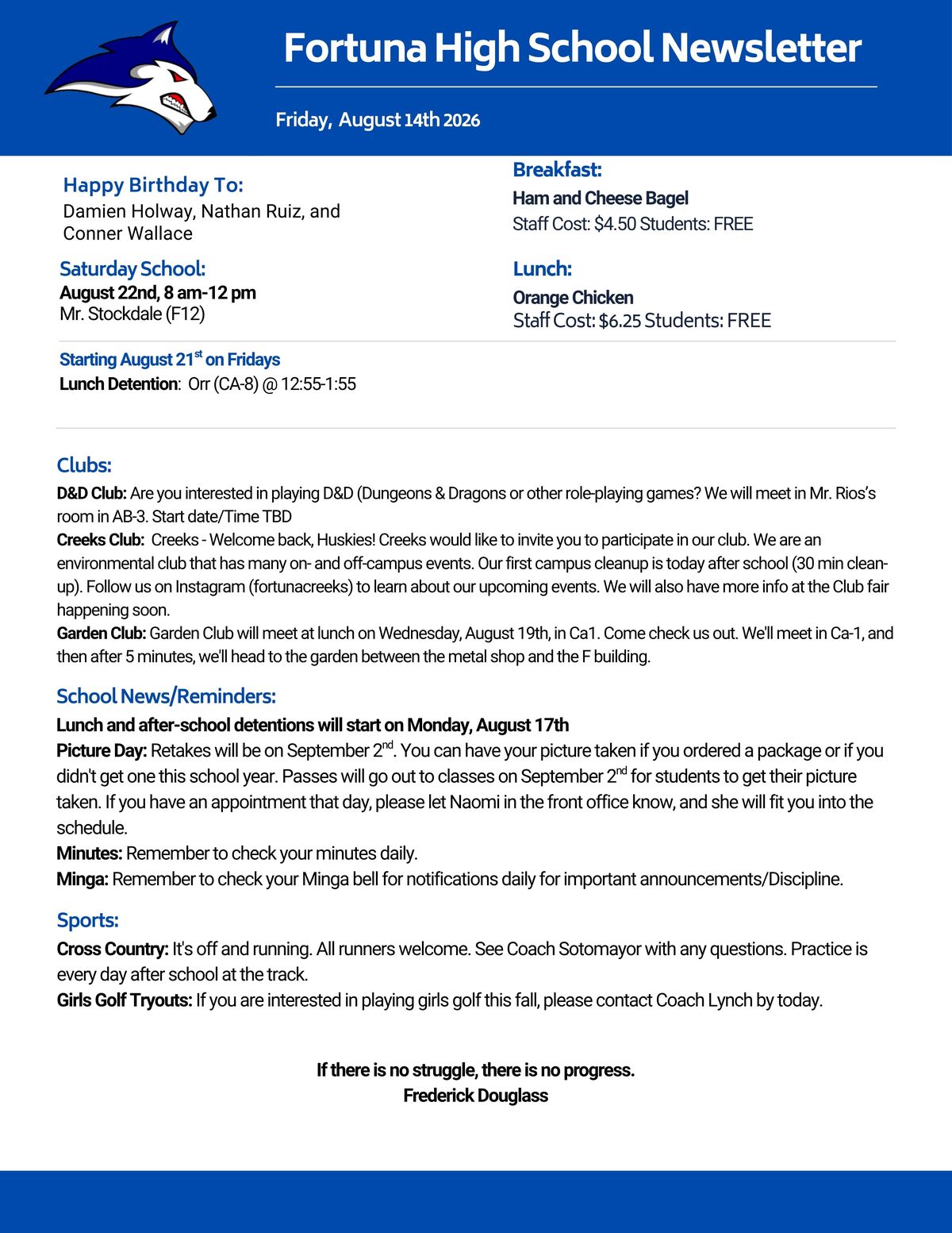 Bulletin 08/14/2026