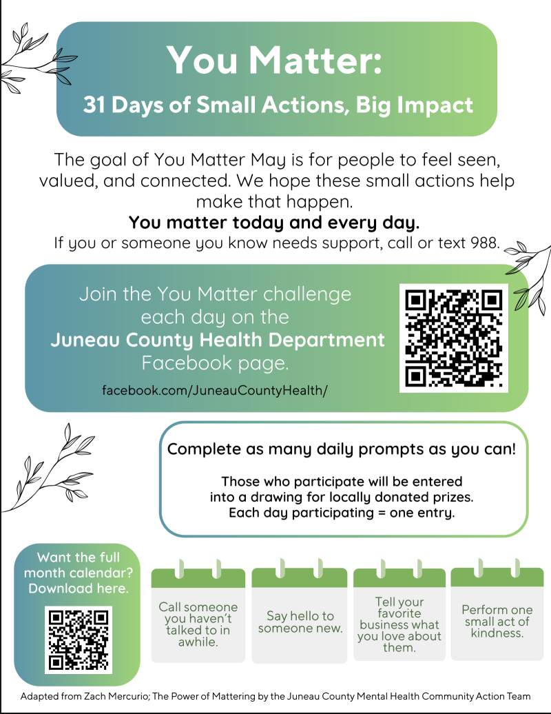 You Matter - Juneau County Health Department Mental Health Challenge