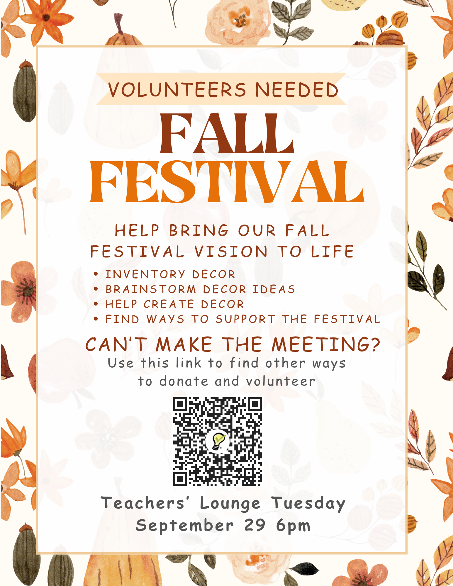 Volunteers Needed: Fall Festival