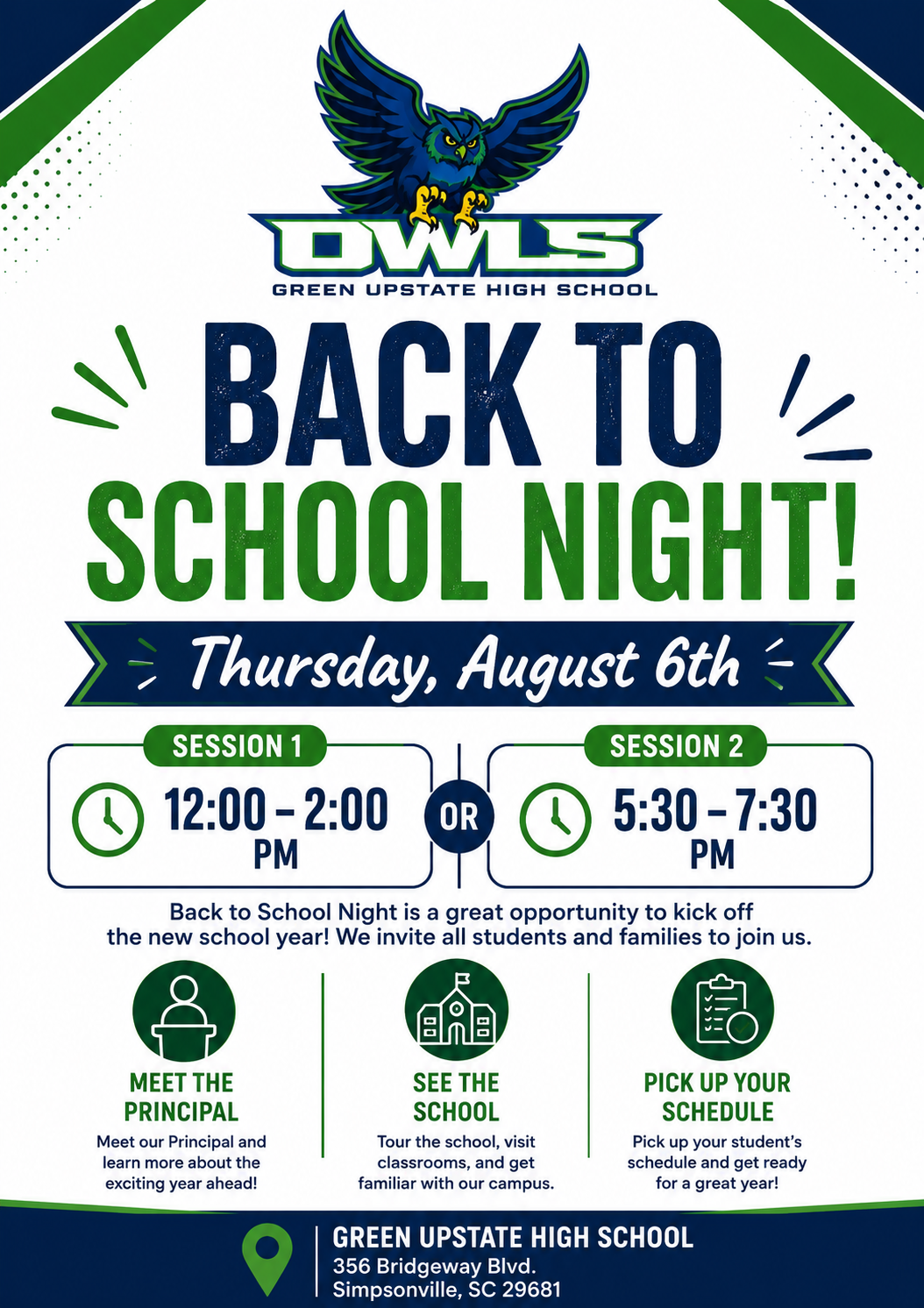 Greenville Upstate High - Back to School Night