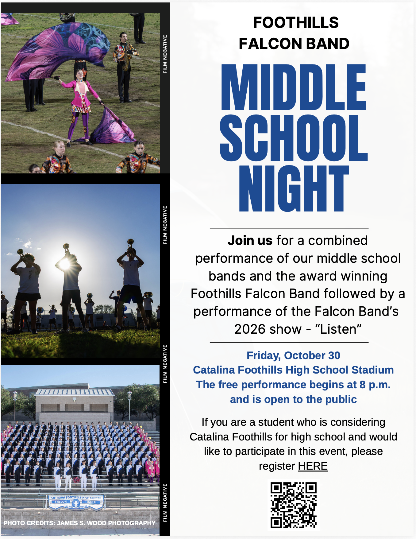 🎶 Your Future Starts Here: Middle School Night with the Foothills Falcon Band – Friday, Oct 30 at 8 pm