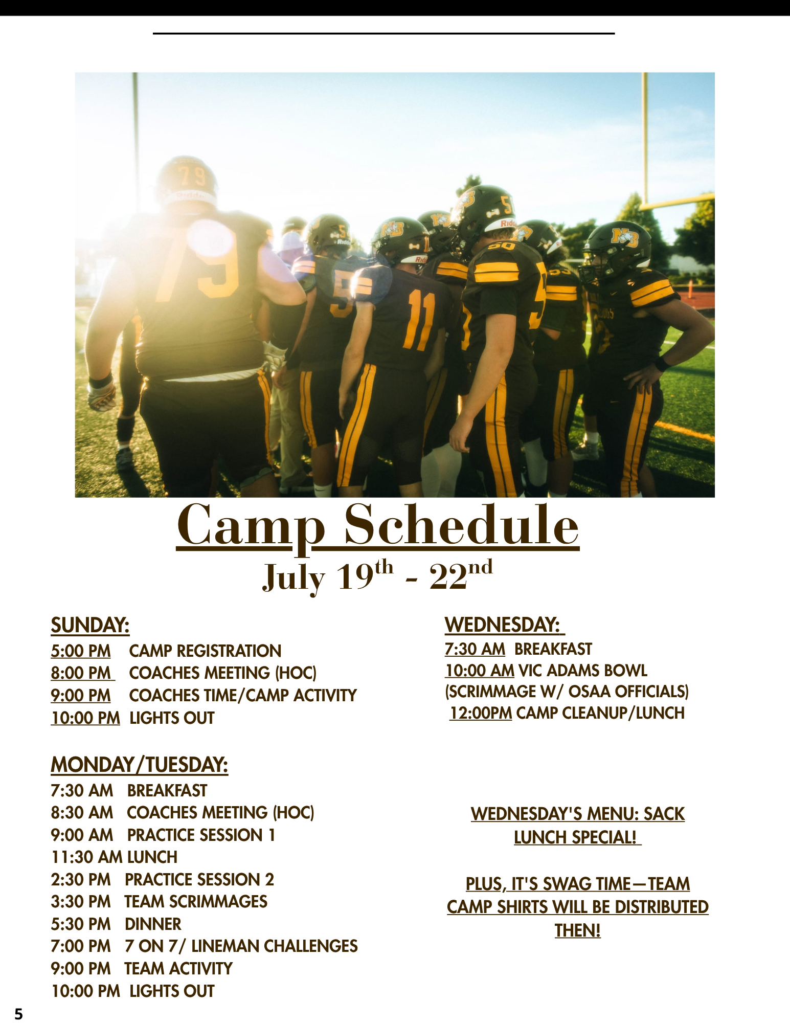 NBHS Football Camp