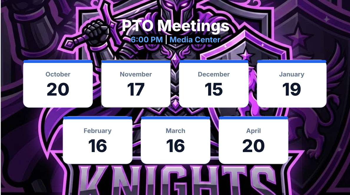 Mark your calendars- PTO Meeting Dates