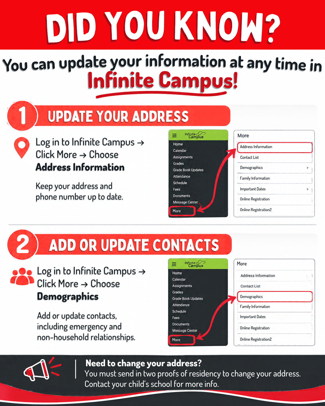 Update Your Information in Infinite Campus Throughout the Year
