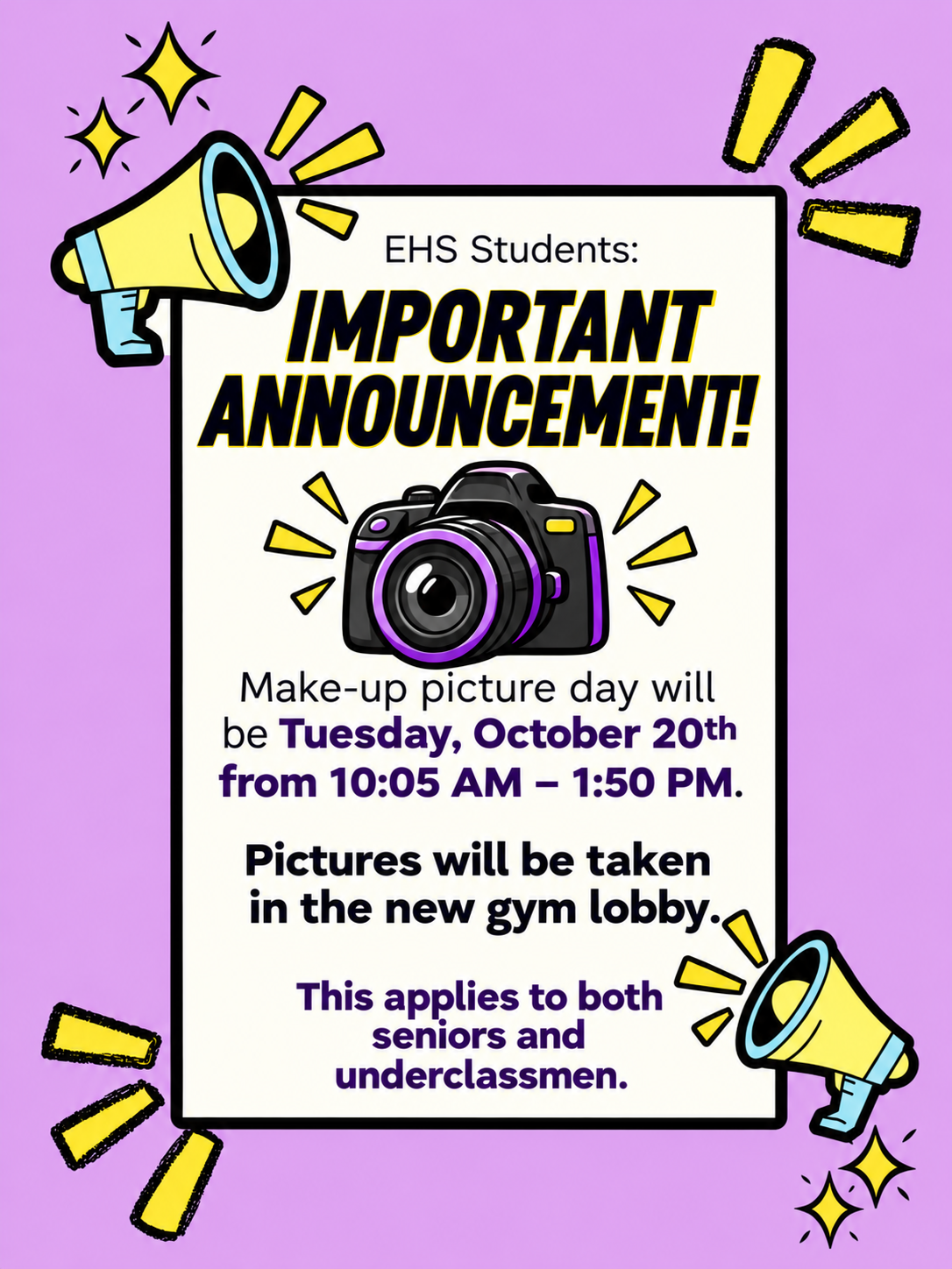 Make Up Picture Day For Seniors & Underclassmen