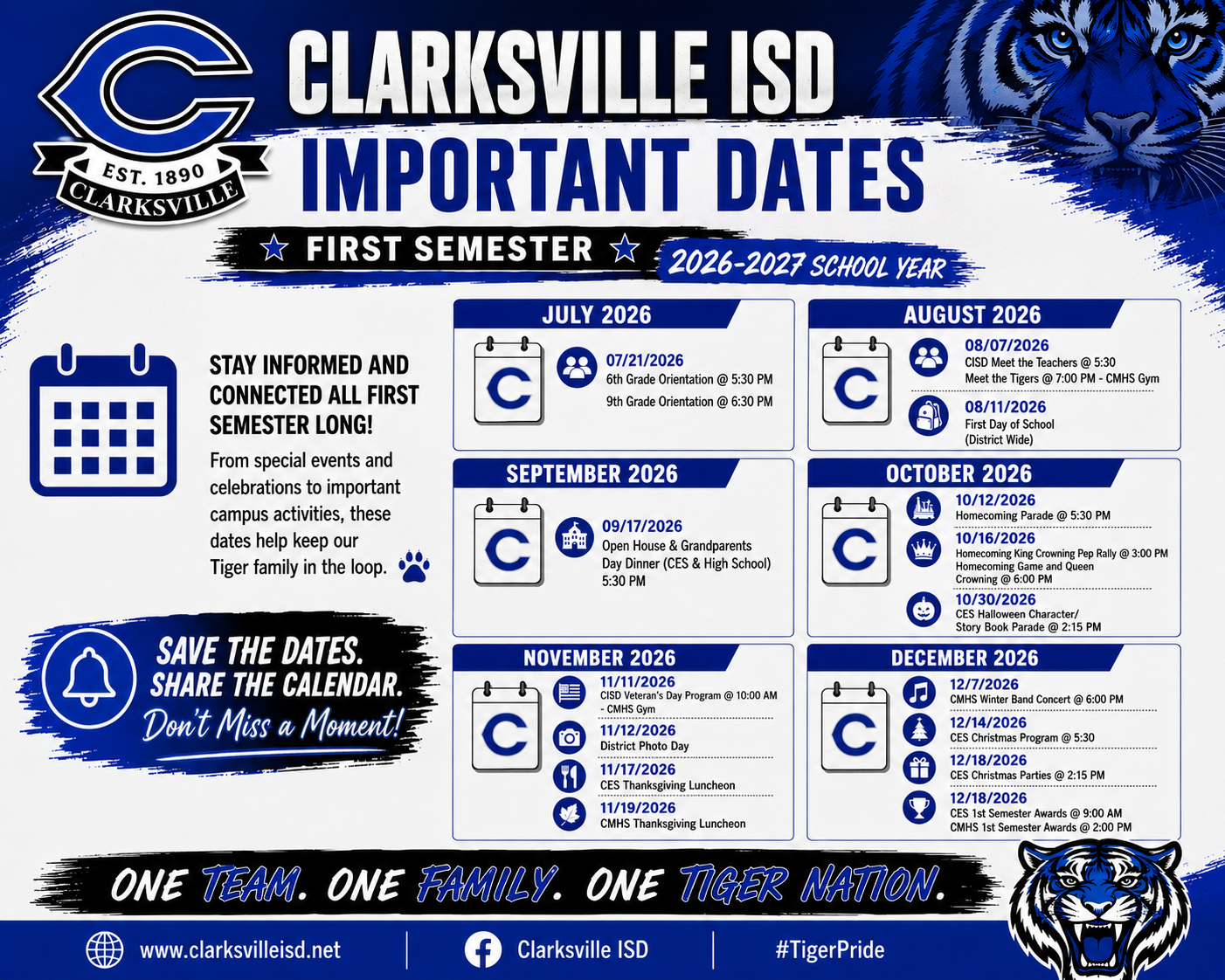 CISD Fall Semester Important Dates