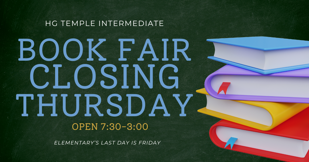 INTERMEDIATE BOOK FAIR ENDS TOMORROW @3