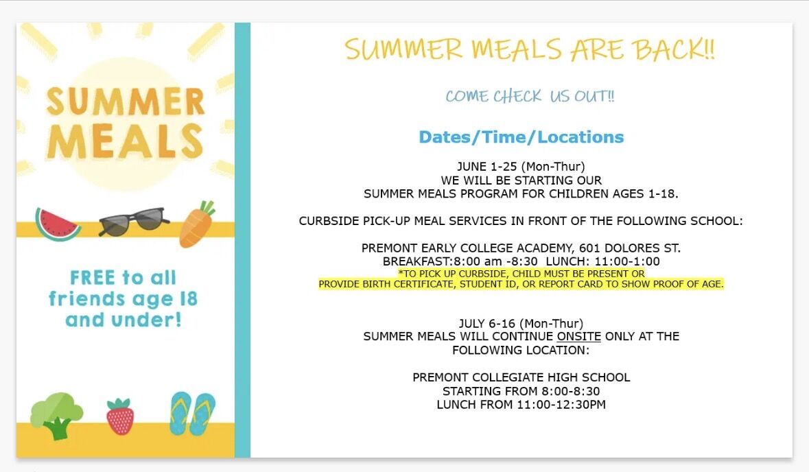 PISD Summer Lunch Program 