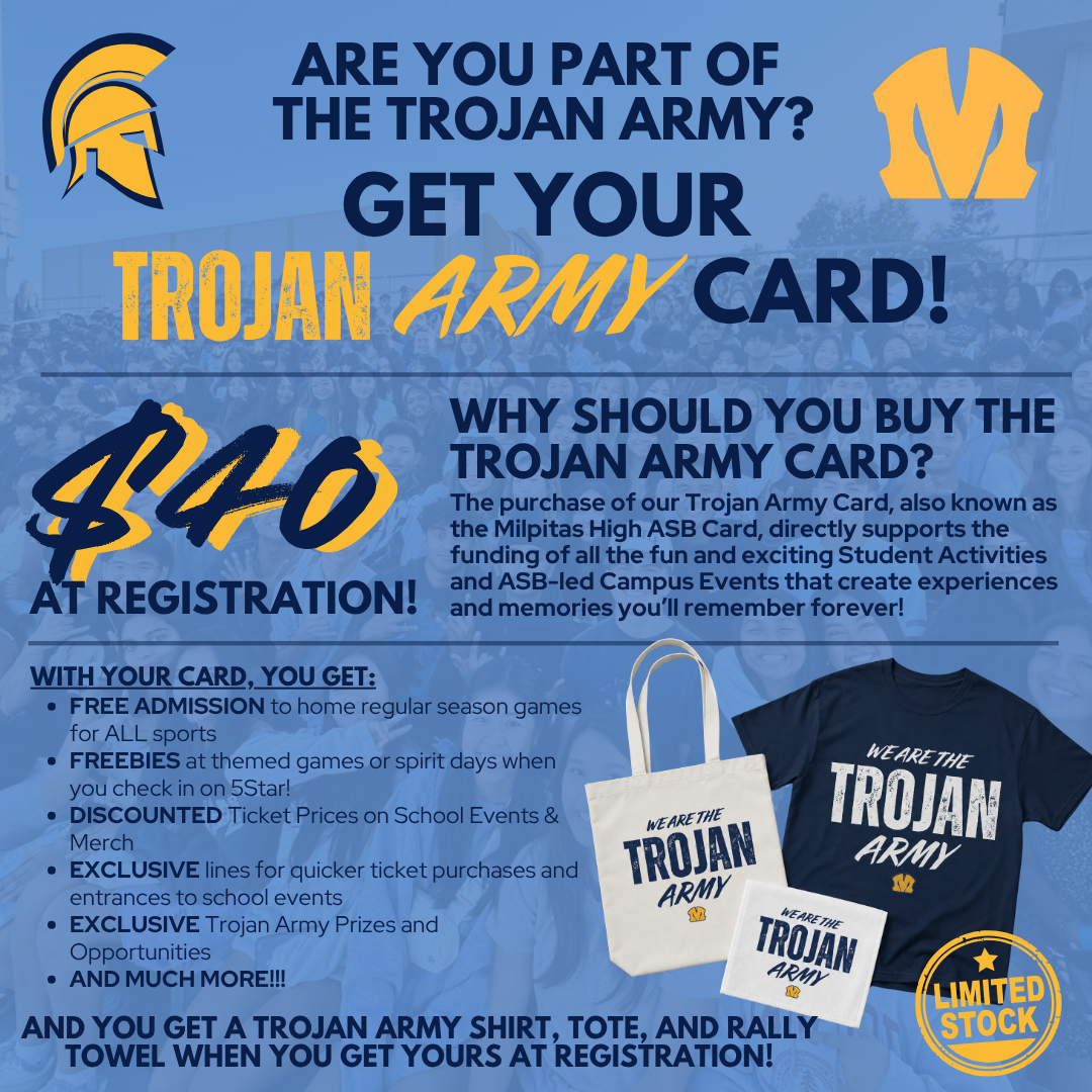 BE PART OF THE TROJAN ARMY!  Buy Your Trojan Army Card! $40 at Registration!