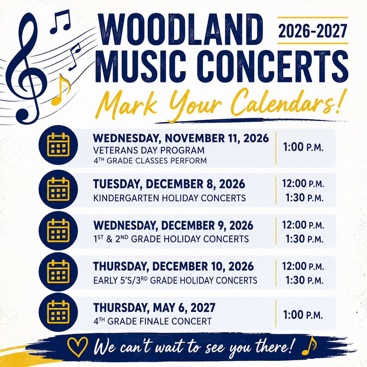 Mark Your Calendars, Woodland Families! 💙🎵💛