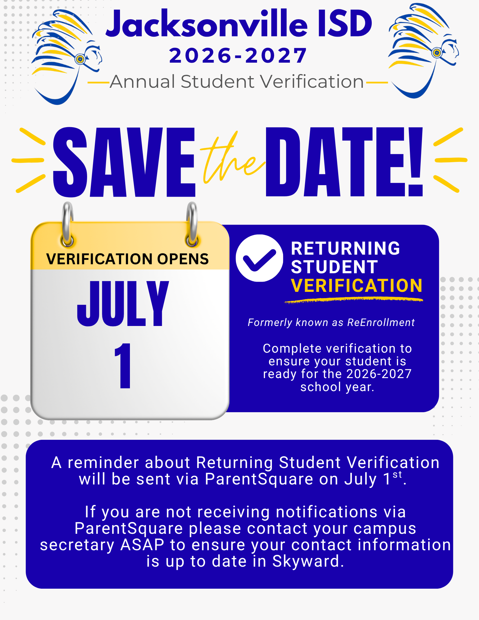 Save the Date: Annual Student Verification