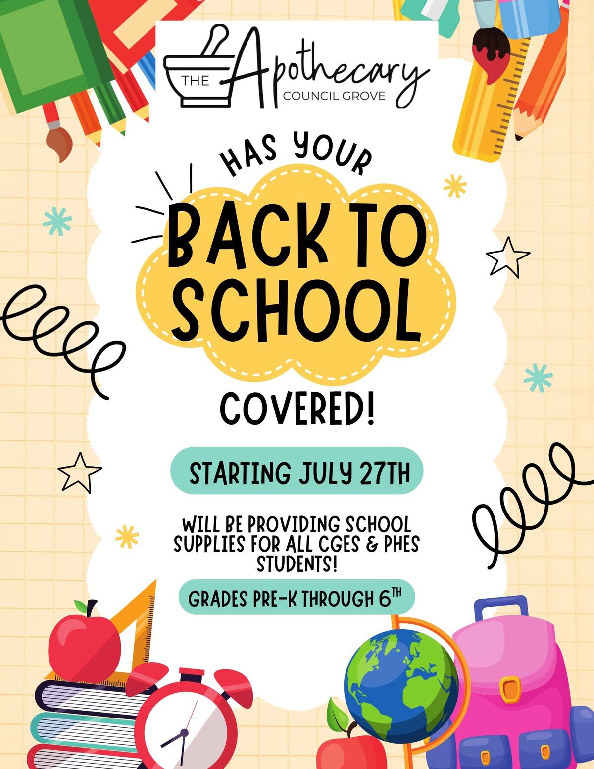 Back to School Supplies at The Apothecary