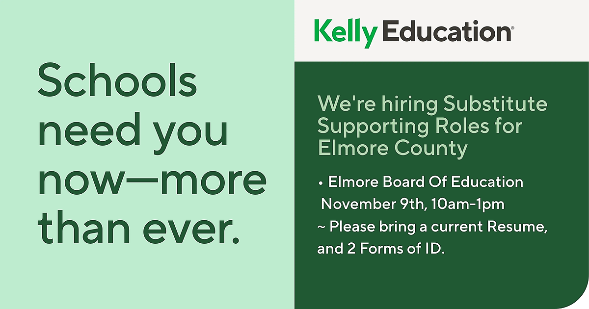 📣 NOW HIRING: Substitute Support Staff in Elmore County!