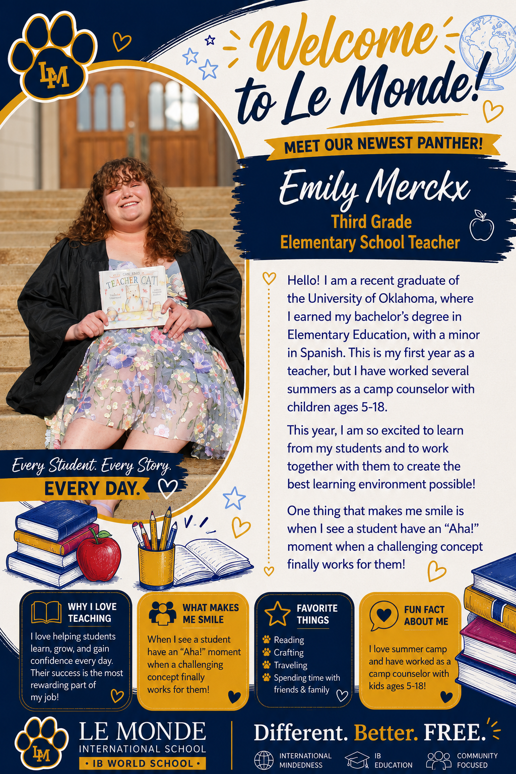 Welcome Miss Emily to Third Grade @ Le Monde! 