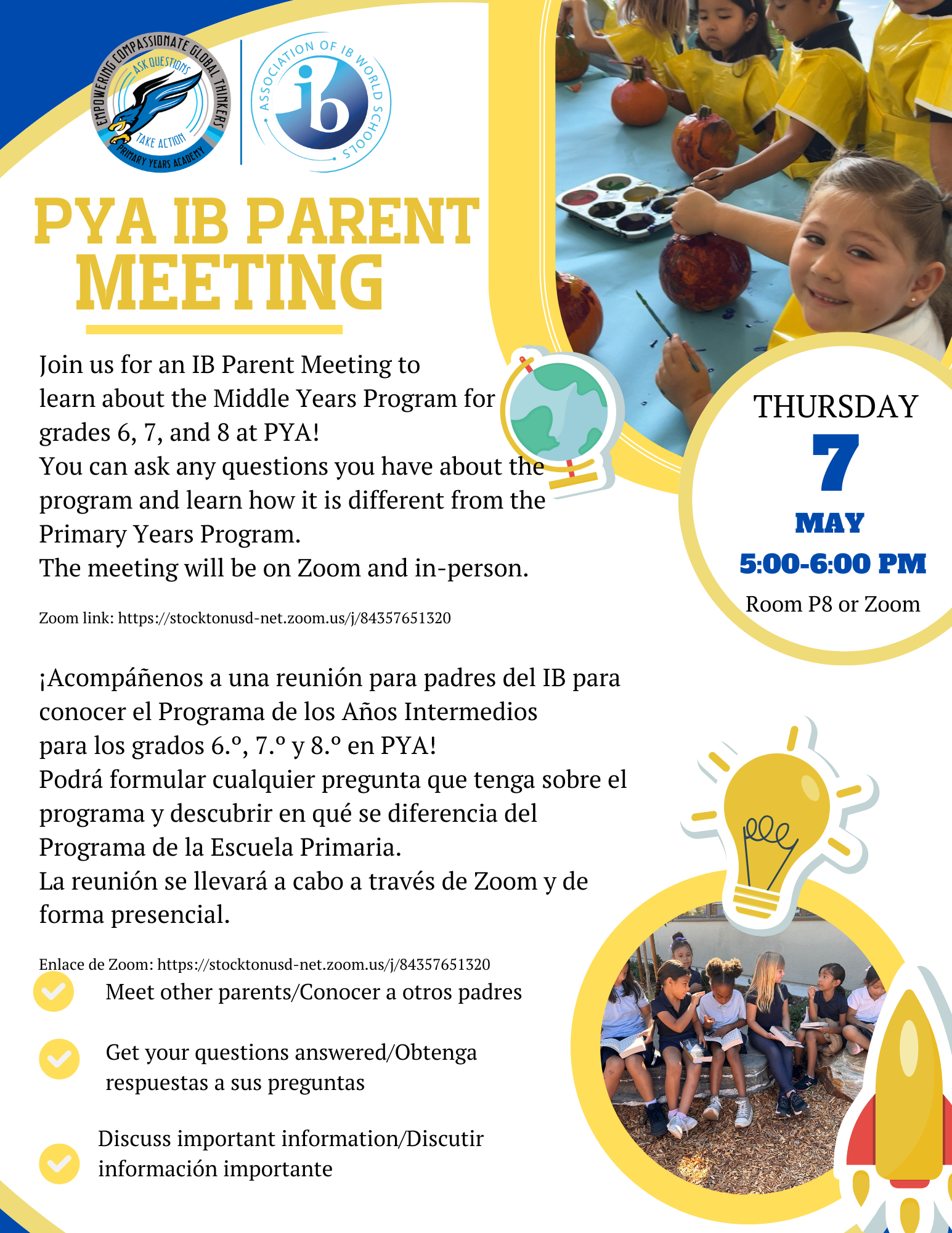 IB Parent Meeting- Middle Years Program Thursday, 5/7/26 5:00-6:00 pm