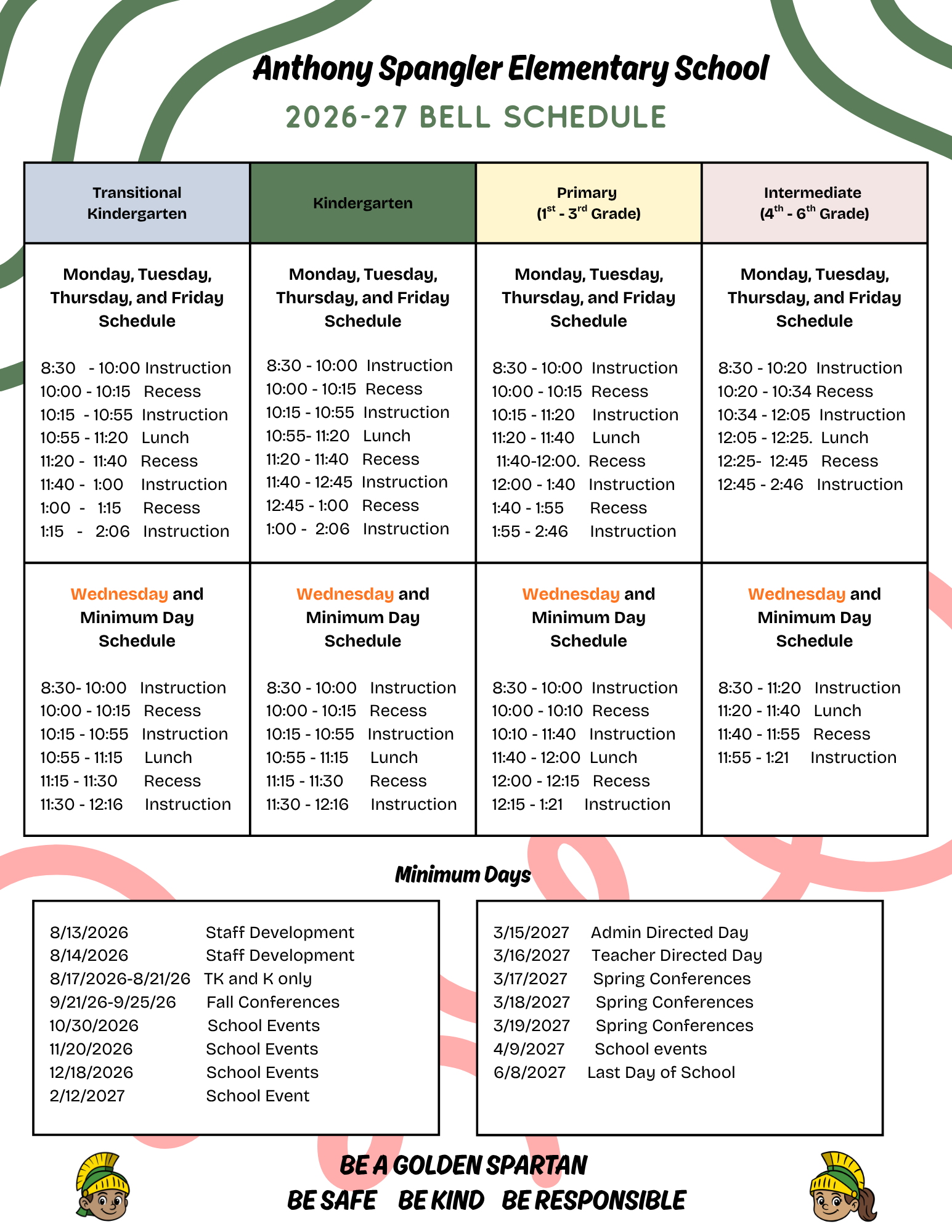 2026-2027 Bell Schedule