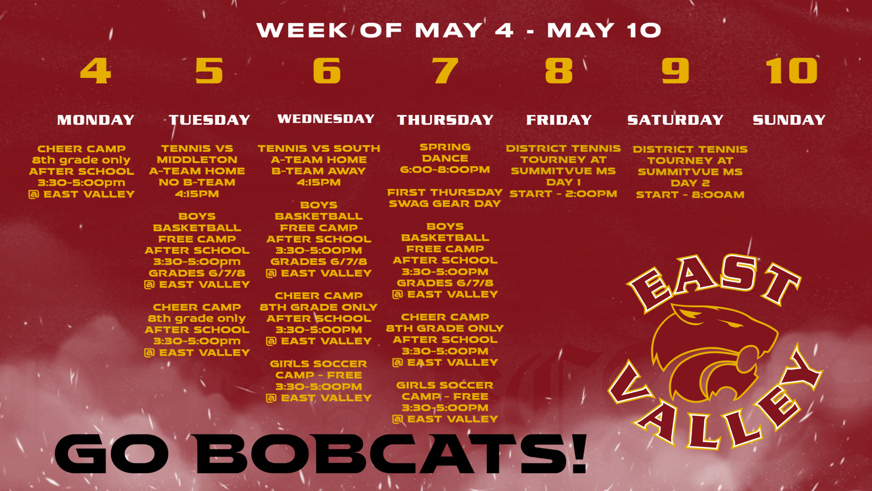 Bobcat Activities for the week of May 4-May 10 