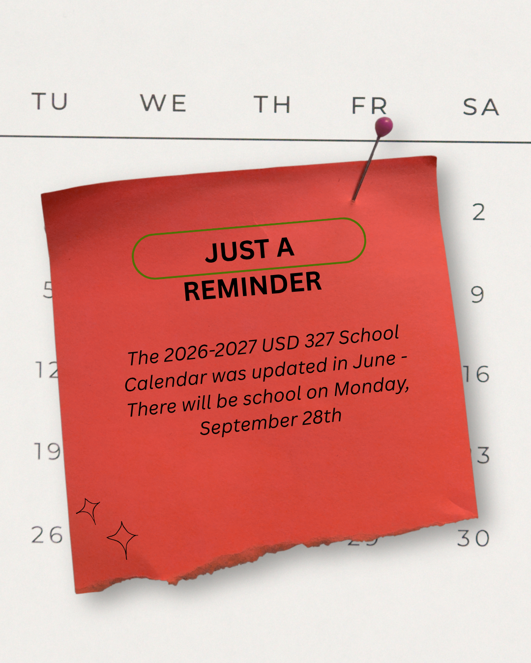 Calendar Update Reminder