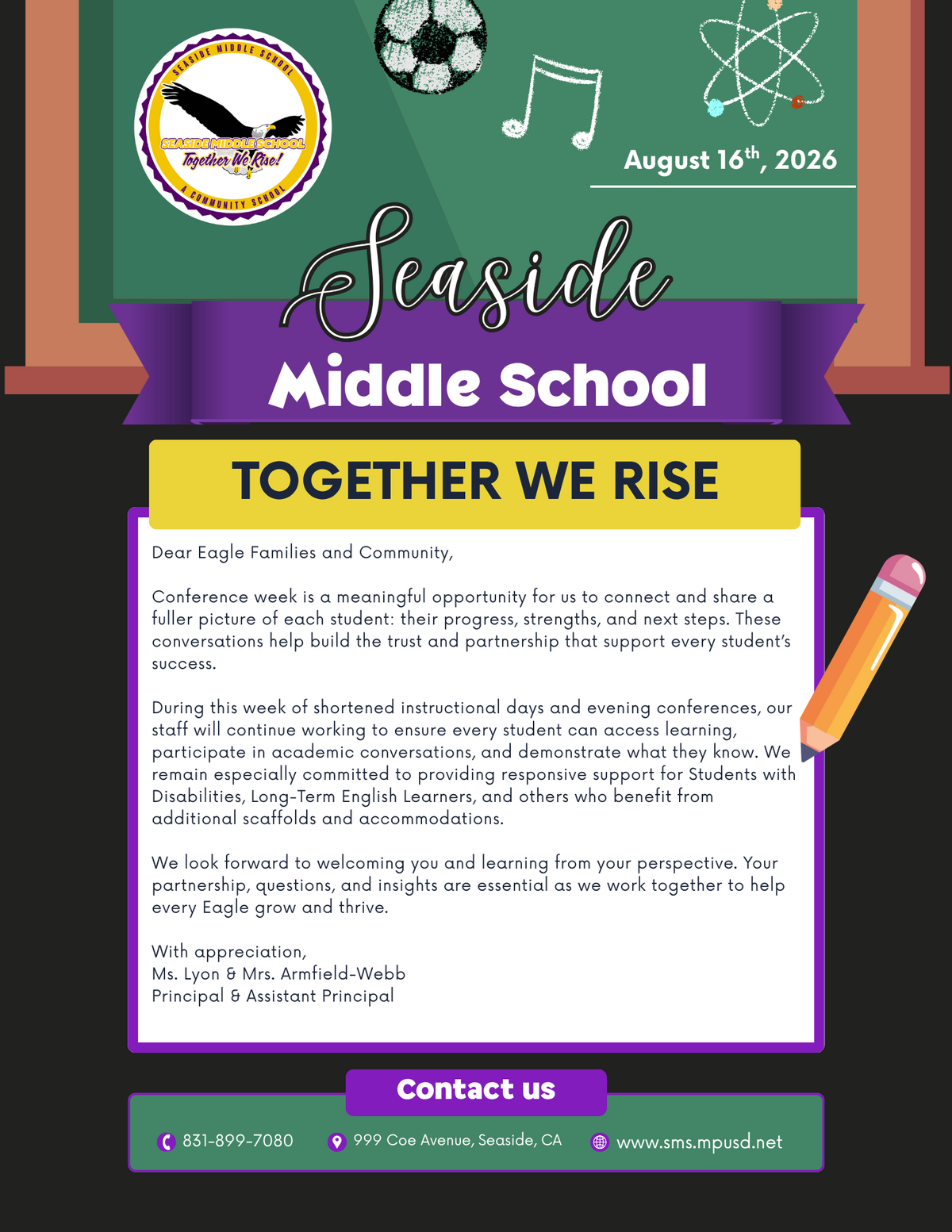 Seaside Middle School Weekly Update: 8.17.26 🦅 ⭐️