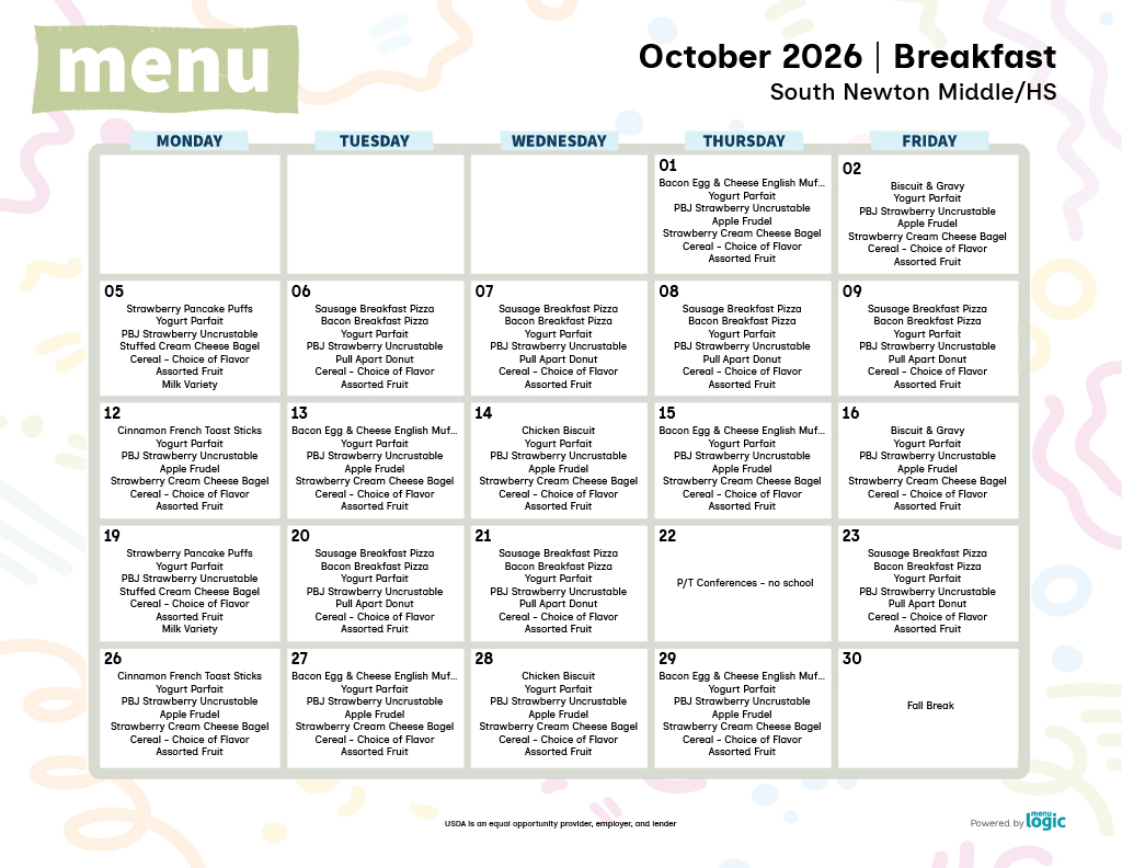 October 2026 MS_HS Breakfast and Lunch Menus!