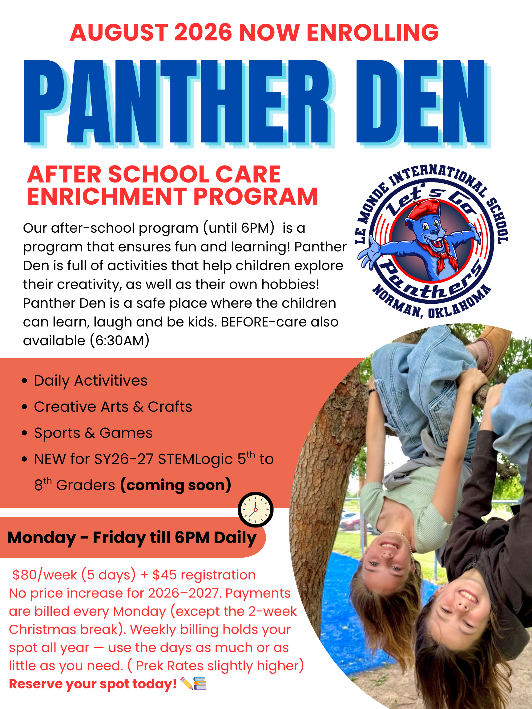 Panther Den Registration NOW OPEN