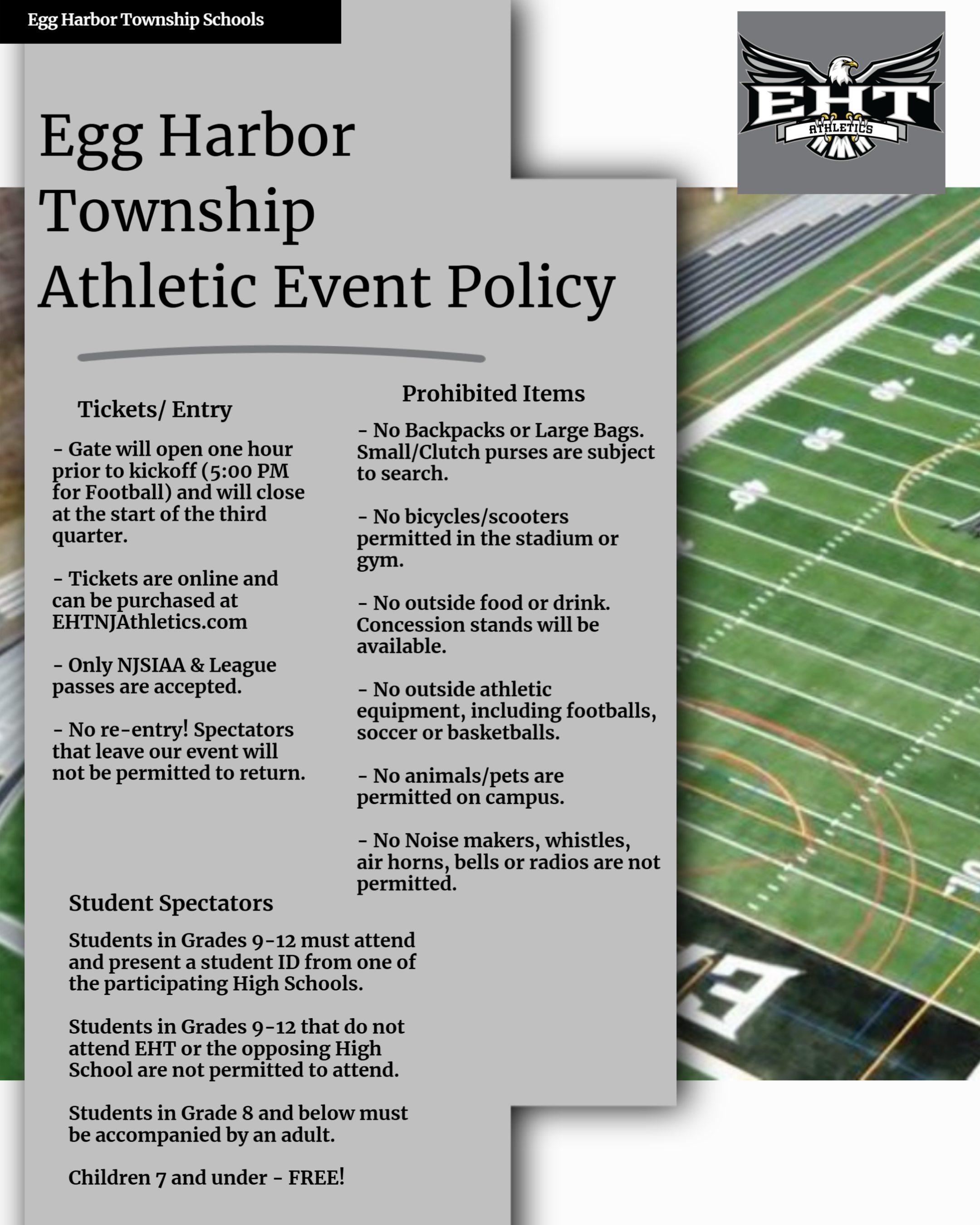 EHTHS Athletic Event Policy - IMPORTANT