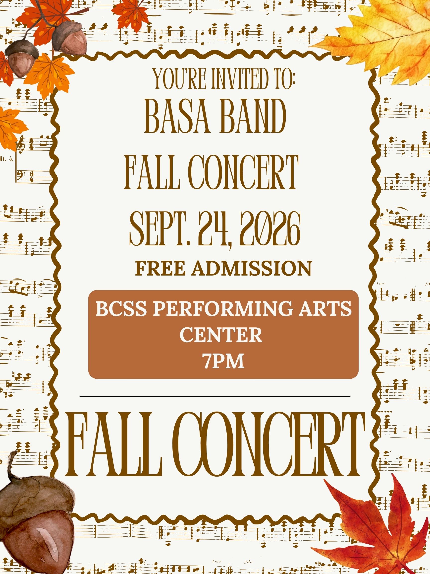 BASA Band Fall Concert 9/24