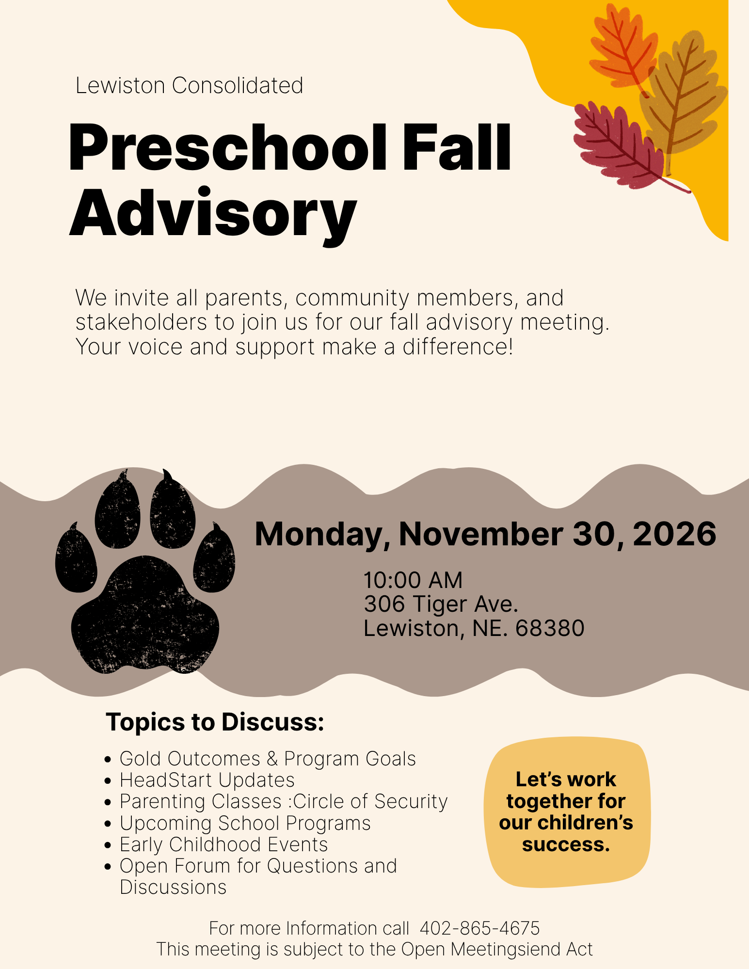 Preschool Advisory Meeting