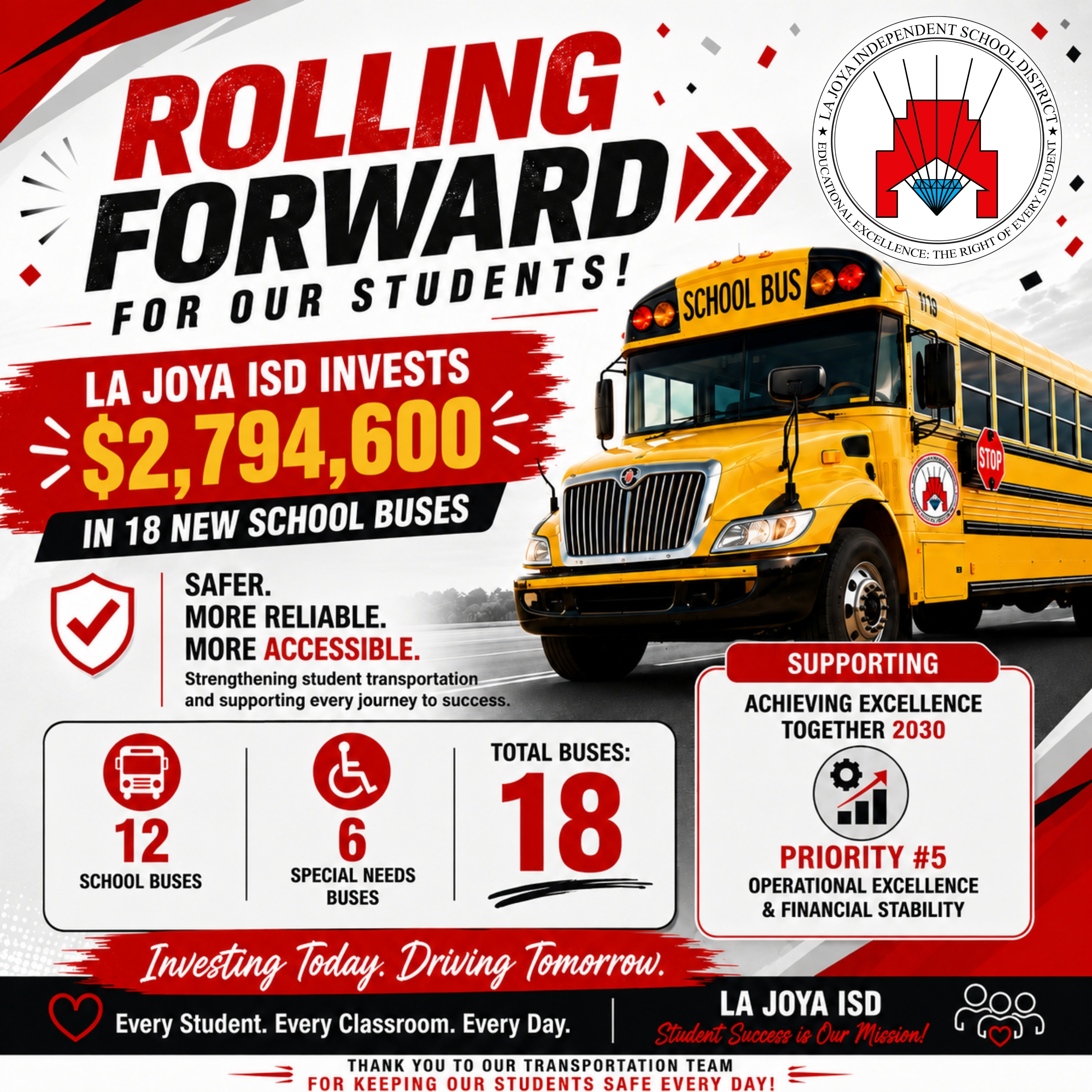 La Joya ISD Invests Nearly $2.8M in New School Buses to Strengthen Student Transportation