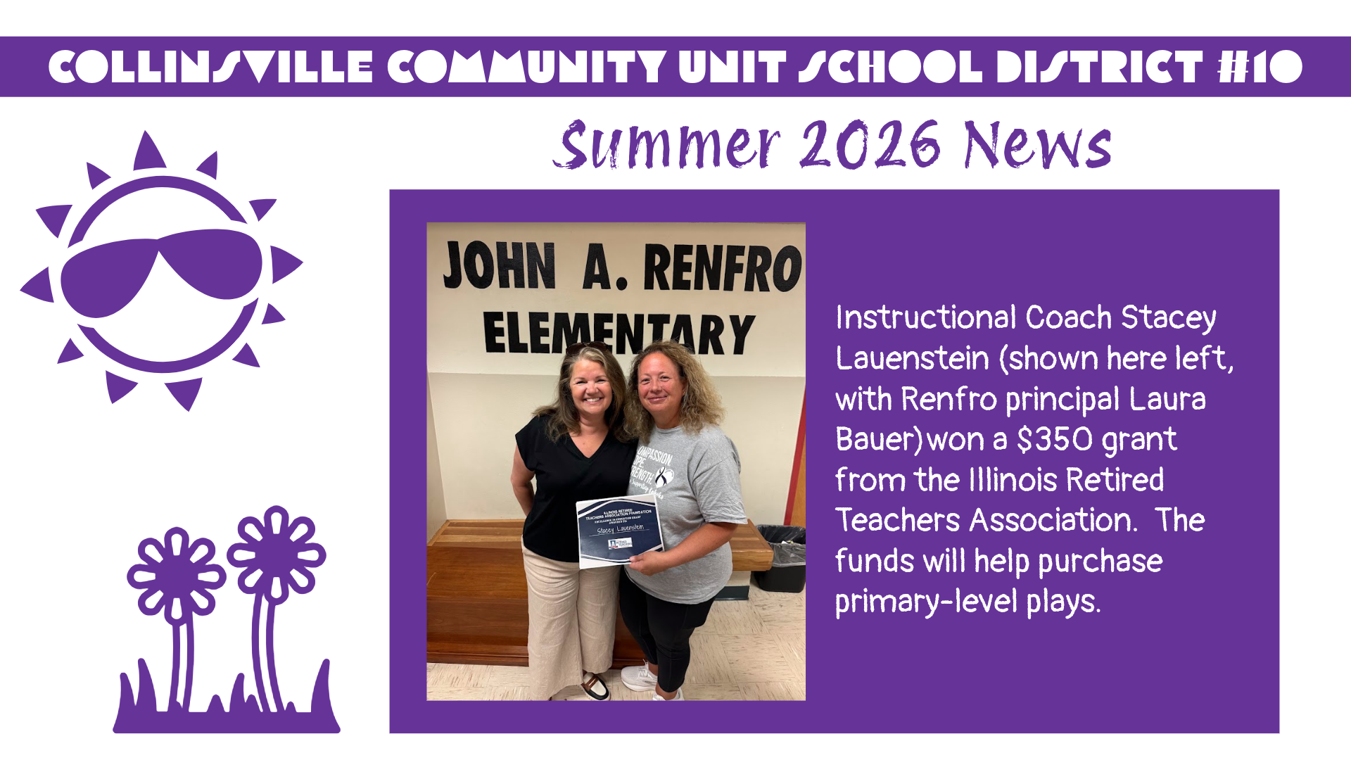 Summer 2026 News: Instructional Coach Stacey Lauenstein Wins Grant from Illinois Retired Teachers 