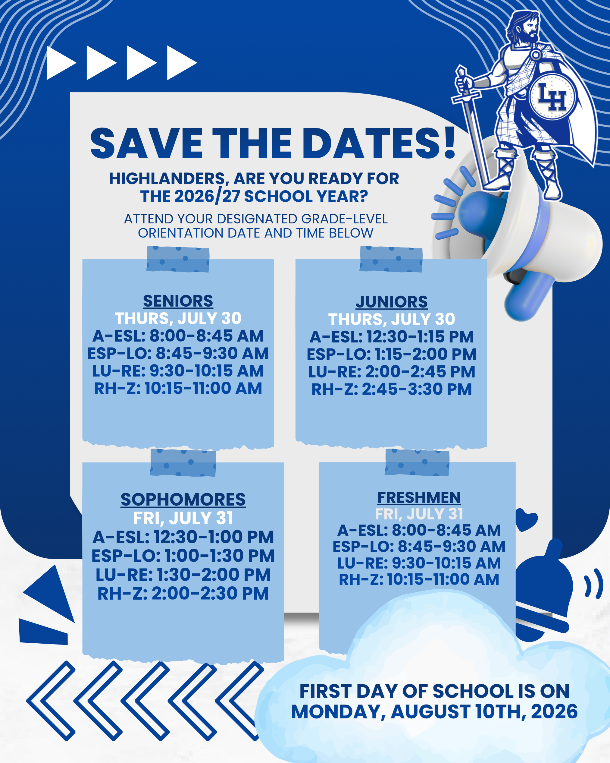 Save the Dates: 26-27 Orientation Info