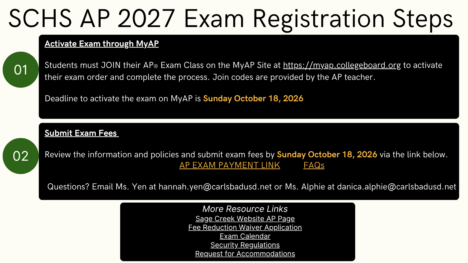 SCHS AP 2027 Exam Registration
