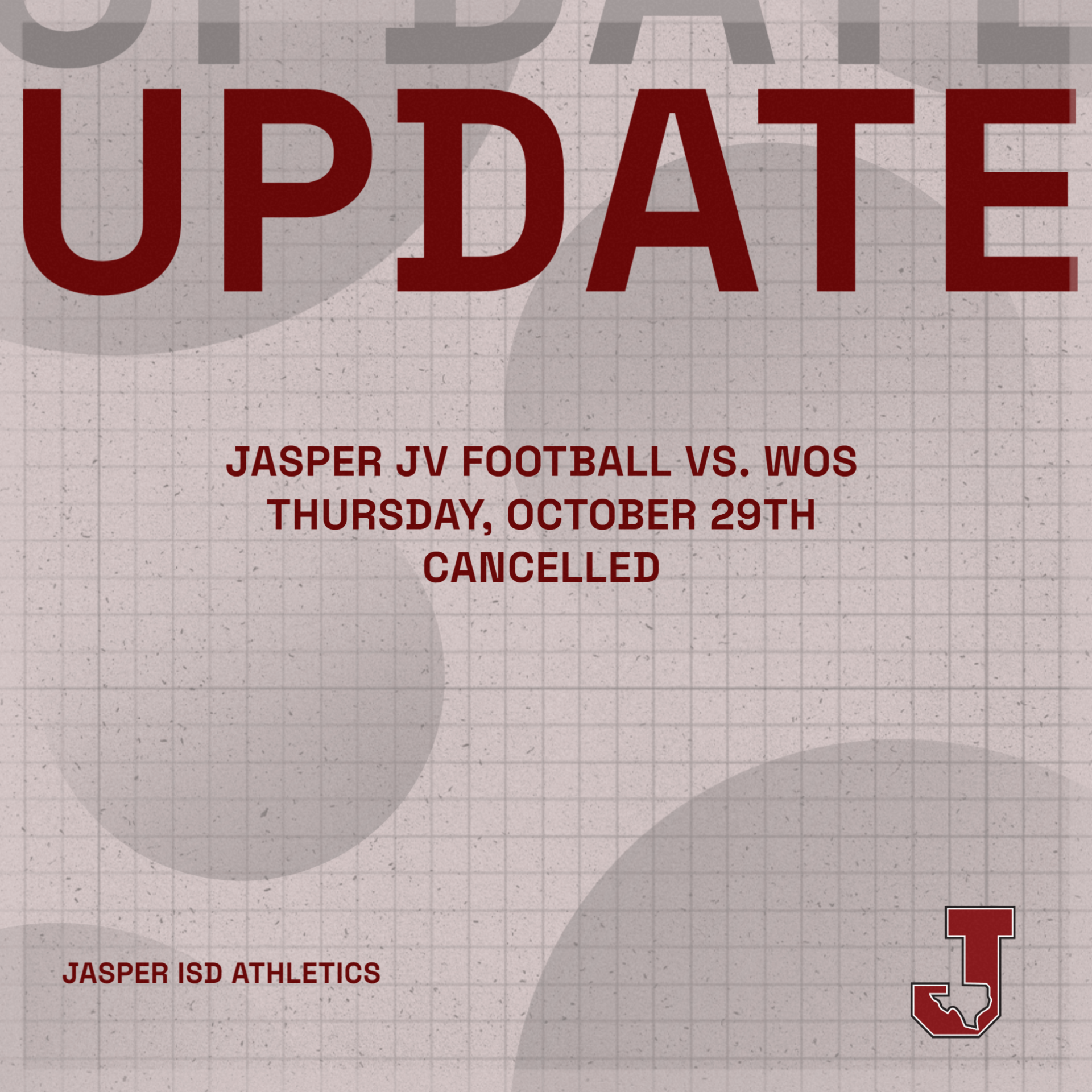 This week's JV football game vs. WOS cancelled