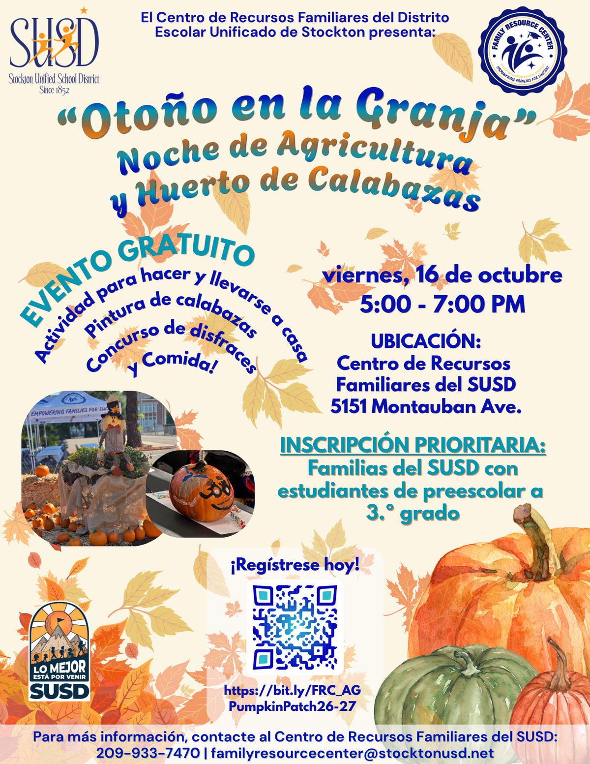 “Otoño en la Granja” Noche de Agricultura y Huerto de Calabazas