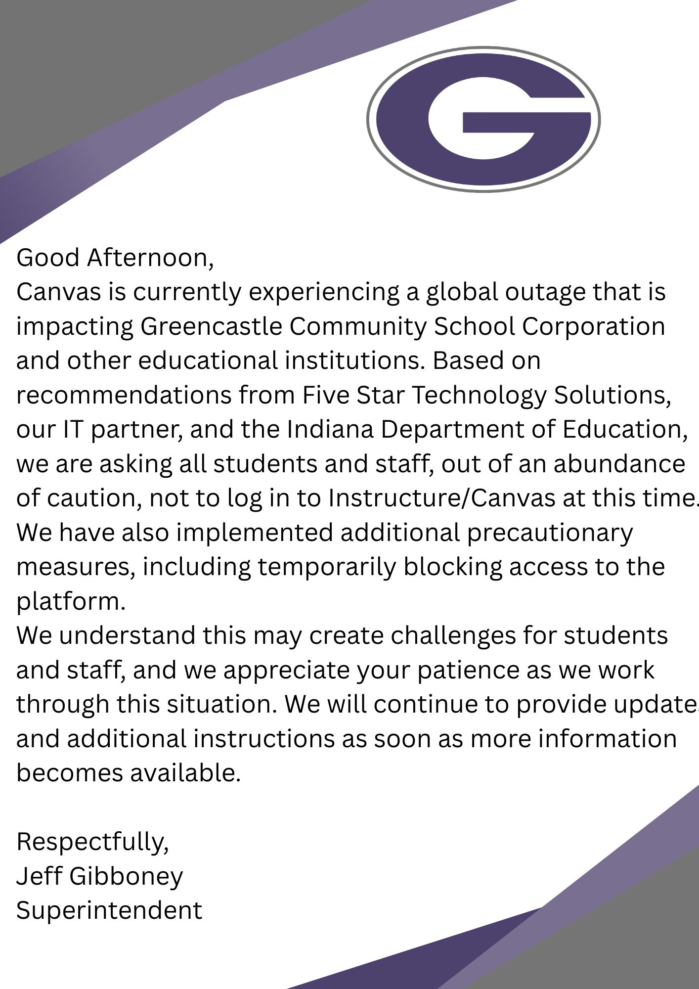 Canvas Outage – Temporary Access Suspension