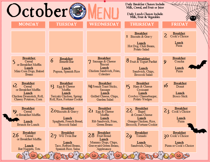 Prairie's October Lunch Menu