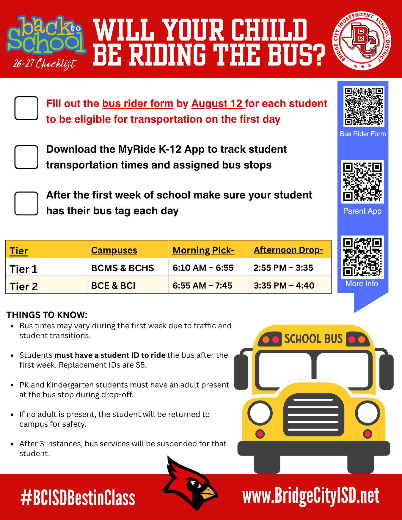 🚌 Action Required: Complete the 26-27 Bus Rider Form!