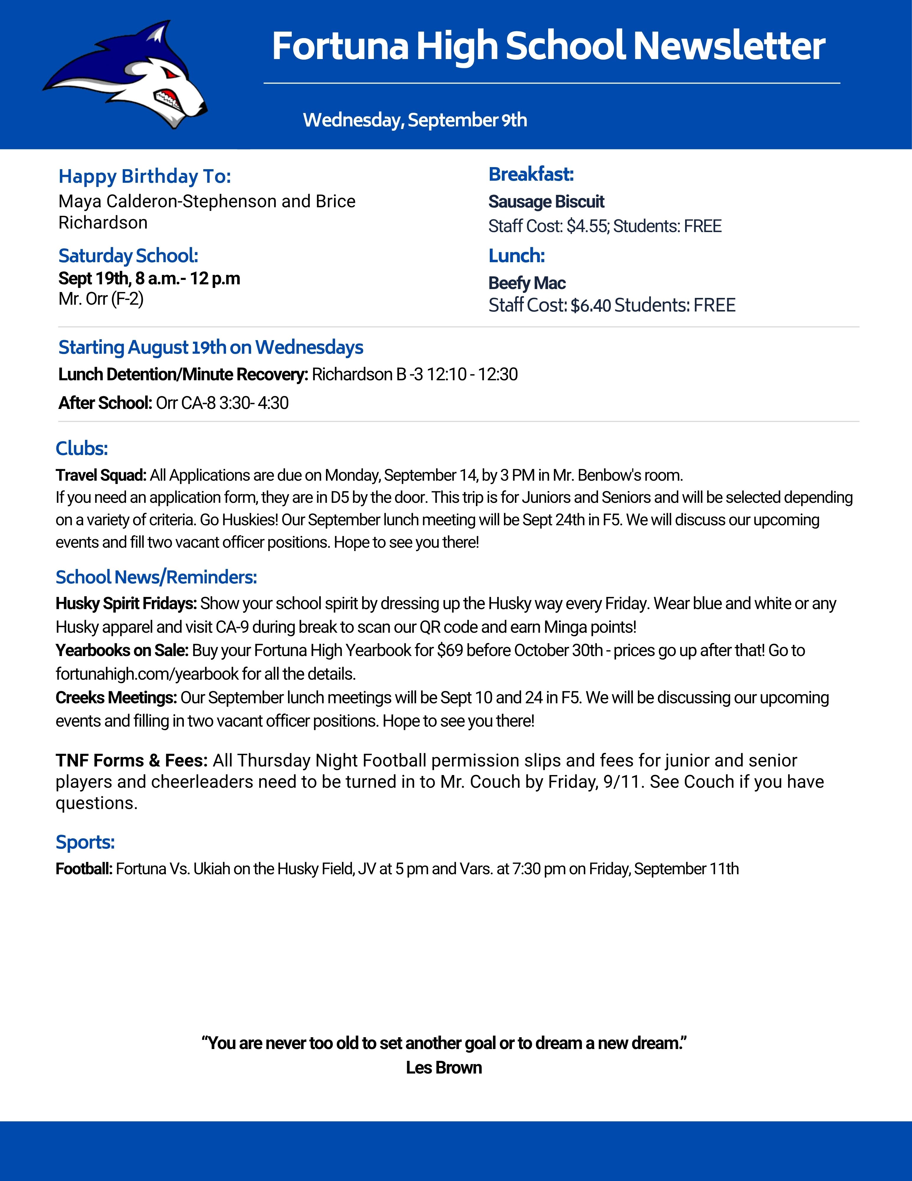 Bulletin 09/09/2026