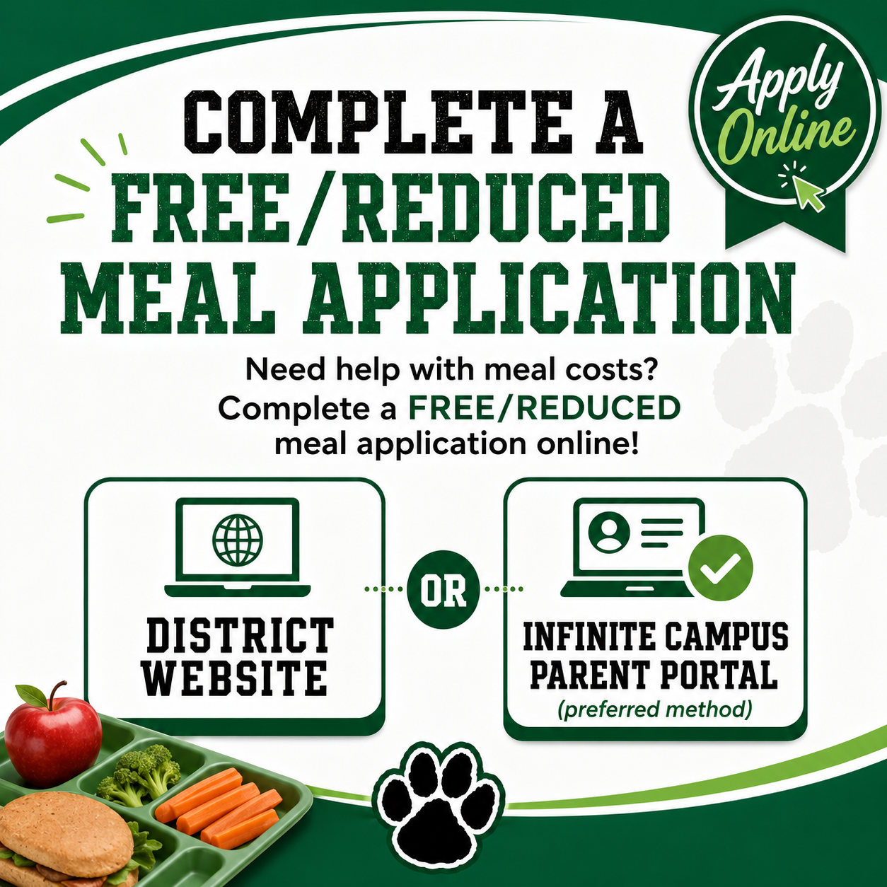 Complete a FREE/REDUCED Meal Application!