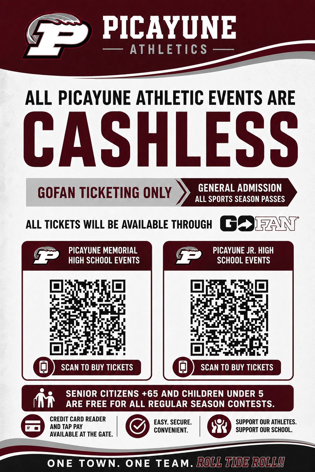 Athletic Events are going CASHLESS
