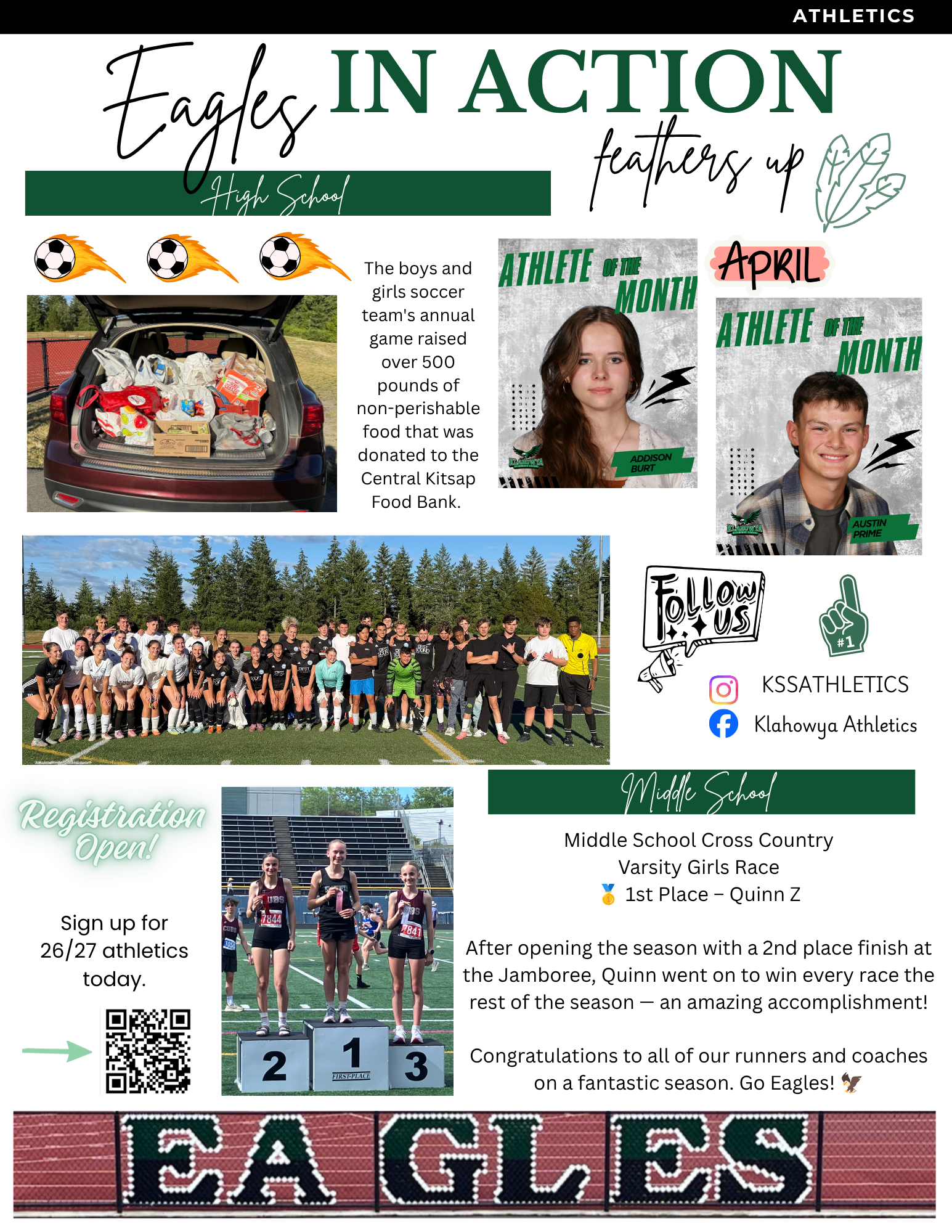 The Eagles High School soccer teams collected over 500 pounds of food for the Central Kitsap Food Bank.