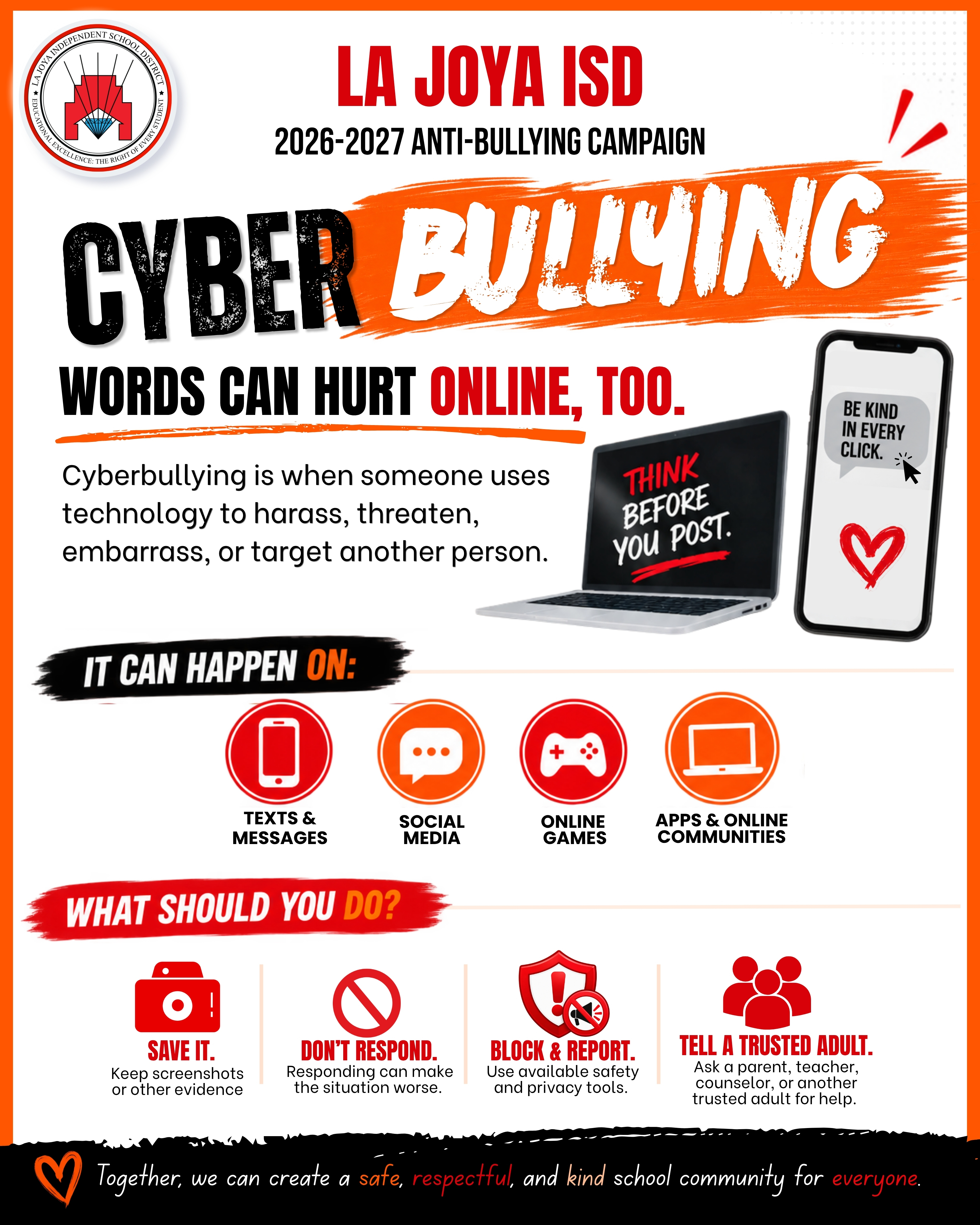 📱💻 Words can hurt ONLINE, too! 🧡