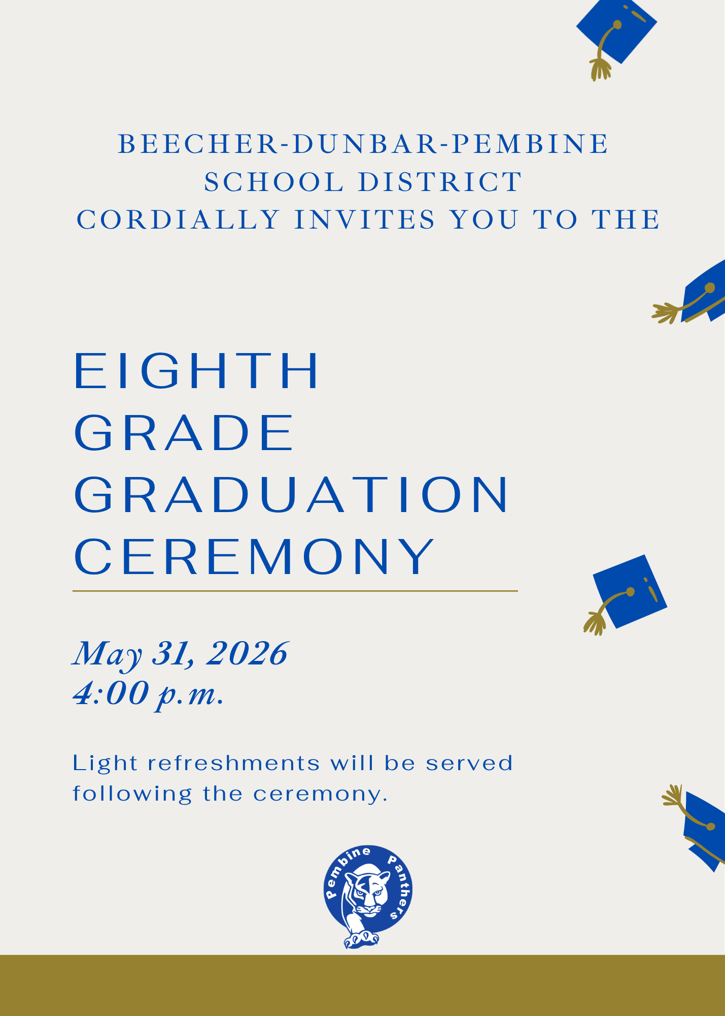 8th Grade Graduation - Sunday, May 31 4PM