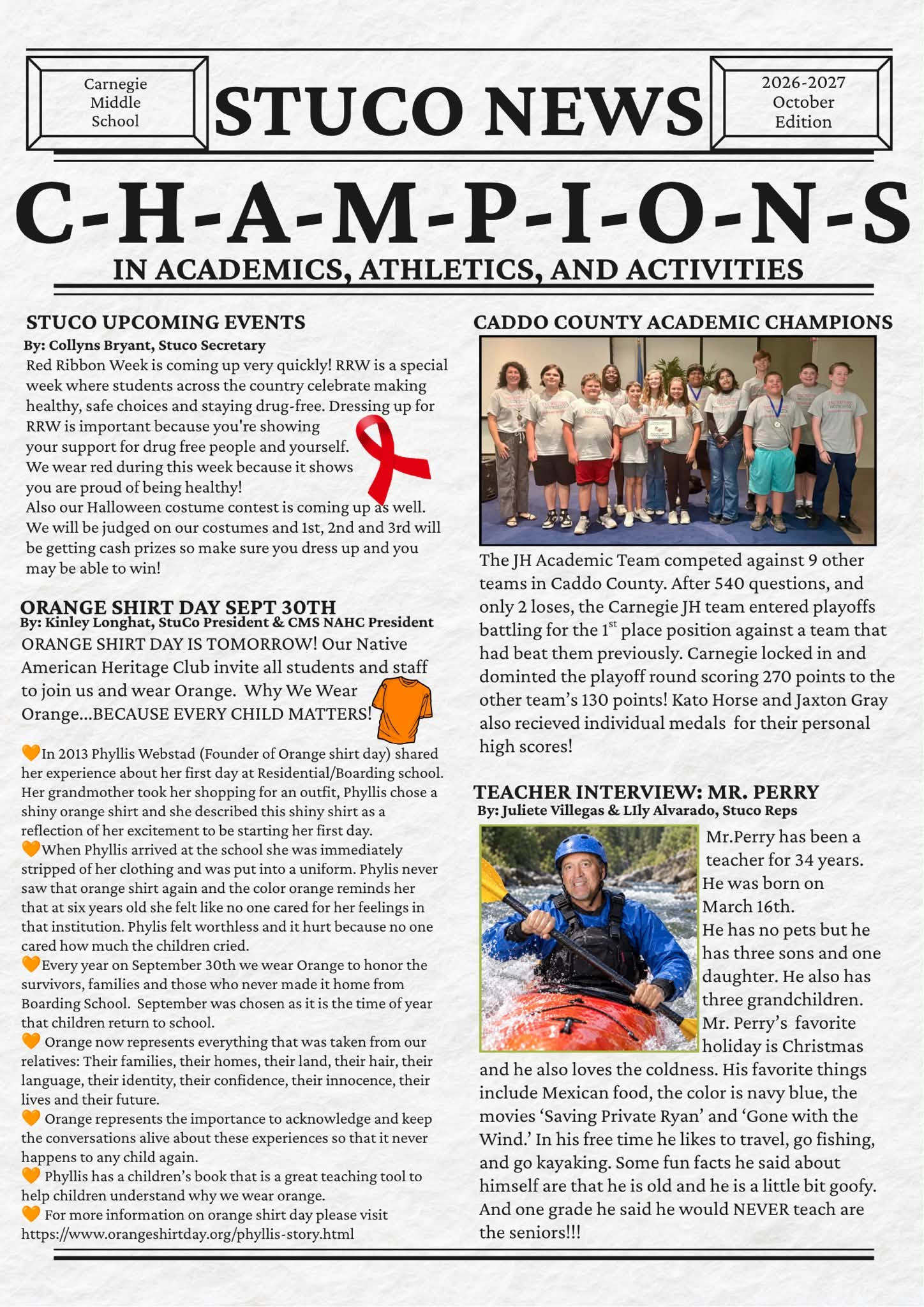 CMS OCTOBER STUCO NEWS
